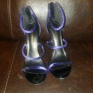 Open Toe Purple Strap Heels